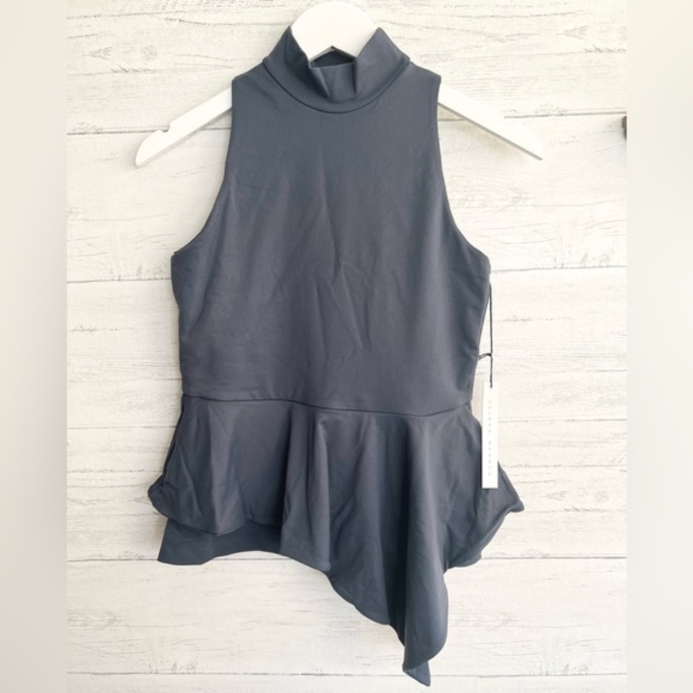 Susana Monaco Mock Neck Asymmetrical Peplum Blouse